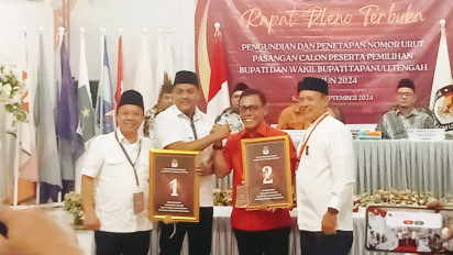 Pilkada Tapteng Diikuti 2 Paslon, Khairul Nomor Urut 1 dan Masinton Nomor Urut 2