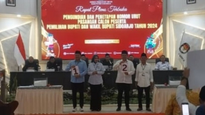 Penetapan Nomor Urut Pilkada Sidoarjo, Subandi-Mimik Idayana Nomor 1 dan Achmad Amir Aslichin-Edi Widodo Nomor 2