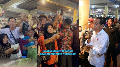 Momen Haru Jokowi Pamitan di Pasar Tradisional, Erick Thohir dan Bahlil Sedih: Kembali ke Rakyat