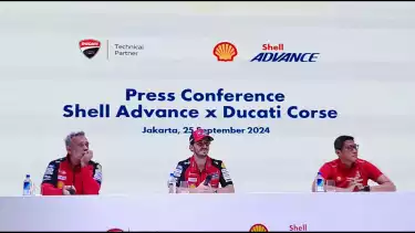 Francesco Bagnaia saat hadiri Conference Shell Advance x Ducati Corse