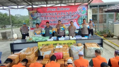 Polisi Sita Narkoba Senilai Rp75 Miliar di Lampung, 79 Pelaku Ditangkap