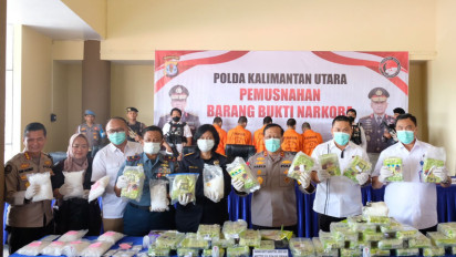 Sabu Asal Malaysia Senilai Rp 51 Miliar Rupiah Dimusnahkan Polda Kaltara