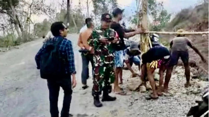 Jalan Rusak Akibat Tanah Bergerak Ditanami Pohon Pisang, PUPR Kabupaten Blitar akan Lakukan Perbaikan