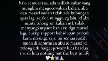 Pernyataan Nadia Raisya soal hubungannya dengan pemain Timnas Indonesia yakni Marselino Ferdinan.