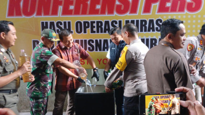 Polresta Yogyakarta Musnahkan 2.030 Miras Pabrikan dan 21 Miras Oplosan