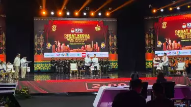Debat kedua Pilgub Jakarta di Beach City International Stadium (BCIS), Jakarta Utara, Minggu (27/10/2024).