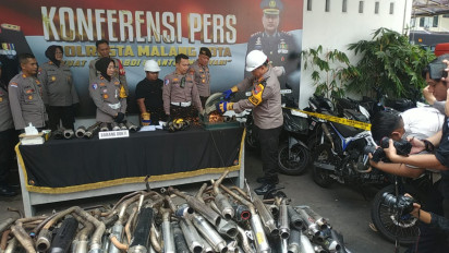 Polresta Malang Kota Lakukan Pemusnahan Ratusan Knalpot Brong Hasil Operasi Zebra Semeru 2024