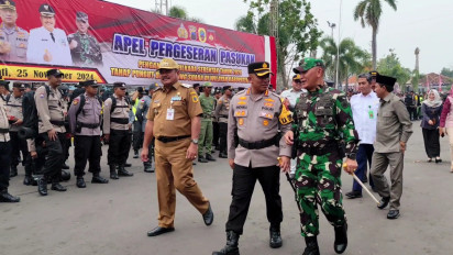 Polresta Pati Gelar Apel Pergeseran Ribuan Personel Keamanan ke 2.015 TPS