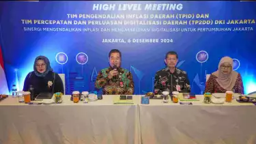 Pemprov DKI Jakarta bersama Perwakilan Bank Indonesia DKI Jakarta melaksanakan High Level Meeting Tim Pengendalian Inflasi Daerah (TPID) dan Tim Percepatan dan Perluasan Digitalisasi Daerah (TP2DD).