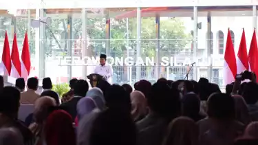 Presiden Prabowo Subianto saat memberikan sambutan dalam peresmian Terowongan Silaturahim Masjid Istiqlal-Gereja Katedral