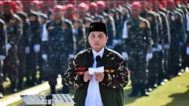 Ketua Umum PSSI, Erick Thohir dalam kegiatan Banser selain urus Timnas Indonesia