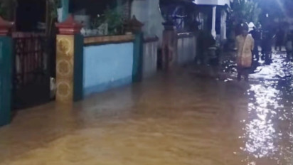 Sungai Kuncir Meluap, Pemukiman dan Jalan Dua Desa di Nganjuk Tergenang