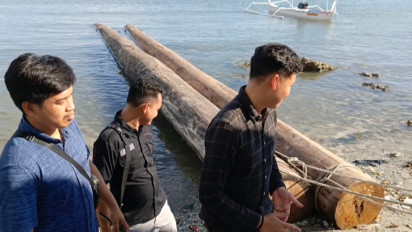 Ditemukan Oleh Nelayan, Belasan Batang Kayu Meranti Diamankan Polres Majene