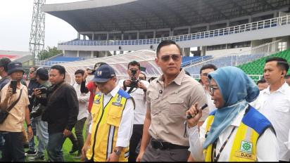 Menko Infrastruktur dan Pembangunan Kewilayahan Agus Harimurti Yudhoyono Sidak Renovasi Stadion dan Fasilitas Olahraga