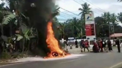 Motor Terbakar Hebat di SPBU Durian Gantang, Petugas dan Warga Sigap Atasi Kebakaran