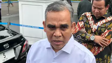 Sekjen Partai Gerindra Ahmad Muzani di Istana Negara, Jakarta, pada Senin (3/2/2025).