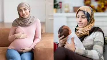 Ilustrasi wanita hamil dan menyusui anak saat puasa Ramadhan