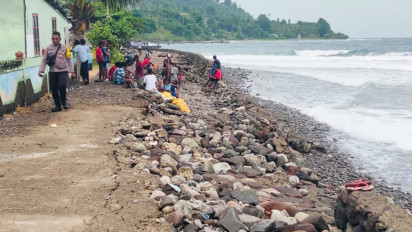 Jalan Trans Palue Rusak Berat Akibat Rob, Warga Swadaya Perbaiki