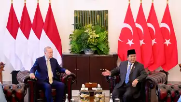 Presiden Turki Erdogan dan Presiden RI Prabowo Subianto di Istana Kepresidenan Bogor, Jawa Barat, Rabu (12/2)