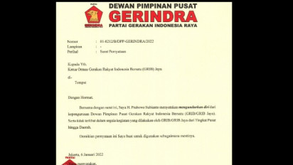 Prabowo Bukan Lagi Bagian GRIB, Sudah Mundur Sejak 3 Tahun Lalu