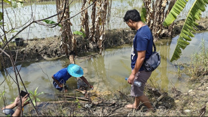Limbah Pertamina EP Sukowati Pad B, Cemari Sungai dan Sawah Petani, Polres Ambil Sampel