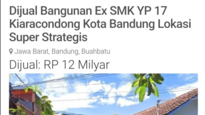 Viral Bangunan Sekolah SMK di Kota Bandung Dijual di SituS Jual Beli Properti Online