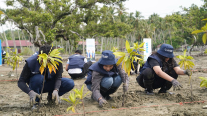 Relawan Bakti BUMN Tanam 1.000 Mangrove untuk Hijaukan Pesisir di Desa Towale Sulteng