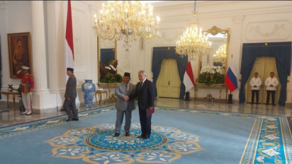 Prabowo Sambut Sekretaris Dewan Keamanan Rusia di Istana Merdeka