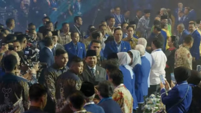 Prabowo dan Gibran Tiba di Kongres VI Partai Demokrat, Disambut Lagu Tipe-X
