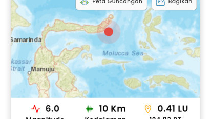 Gempa Magnitudo 6,0 Guncang Bolaang Mongondow Timur