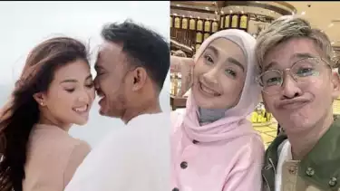 Kolase foto Ruben Onsu dengan Sarwendah dan Desy Ratnasari