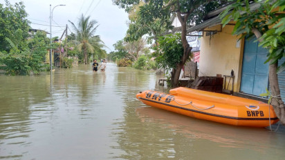 Banjir Luapan Kali Lamong di Balongpanggang Berangsur Surut, BPBD Minta Warga yang di Hilir Waspada