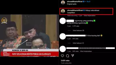 Unggahan video Ahmad Dhani di akun Instagram pribadinya, ketika memberikan usulan kepada Ketum PSSI Erick Thohir