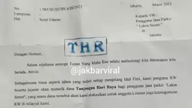 Surat pengurus RW di Kelurahan Jembatan Lima Jakarta Barat minta THR Rp1 juta ke pengusaha