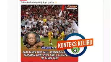 Postingan yang menarasikan Ramalan Gus Dur soal Timnas Indonesia lolos Piala Dunia