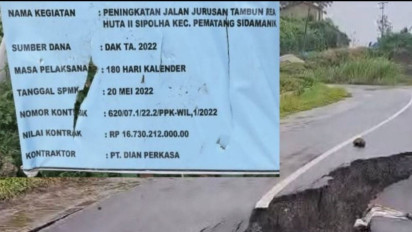 Dua Tahun Selesai Dikerjakan, Jalan Ringroad Sipolha-Tambunrea Berbiaya Rp16 M Ambles