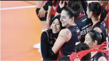 Megawati Hangestri dan Giovanna Milana saat musim lalu bersama Red Sparks.