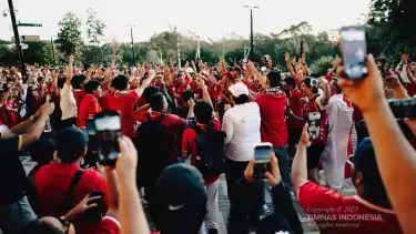 Suporter Timnas Indonesia di Stadion Football Sydney