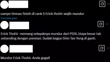Netizen desak Erick Thohir untuk mundur dari Ketum PSSI, usai Indonesia kalah telah 1-5 dari Australia
