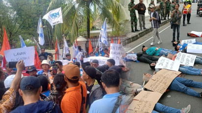 Buruh Sritex Geruduk Rumah Iwan Lukminto di Sriwedari Solo, Demo Tuntut Hak Pesangon dan THR Dijaga Ketat Aparat