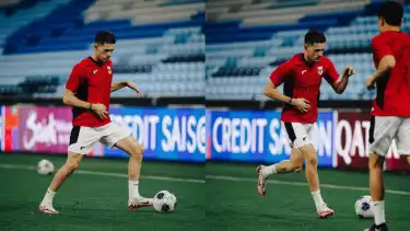 Justin Hubner sedang melakukan sesi latihan