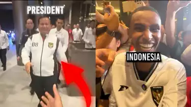 YouTuber Muslim asal Belanda, Mohamed Rashid bersalaman dengan Presiden Prabowo Subianto jelang laga Timnas Indonesia kontra Bahrain