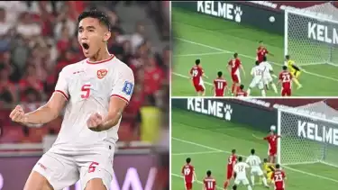 Aksi penyelamatan gemilang Rizky Ridho dalam pertandingan Timnas Indonesia vs Bahrain.