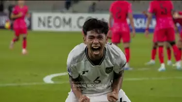 Pemain Timnas Indonesia U-17, Evandra Florasta usai berhasil mencetak gol.