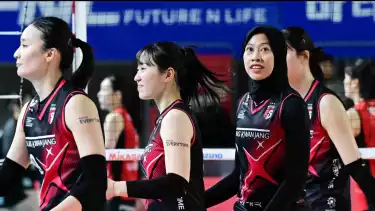 Megawati Hangestri bersama pemain Red Sparks.