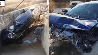 Kondisi mobil yang dikendarai nenek Lee Do-hyun setelah terperosok ke sebuah lorong bawah tanah.