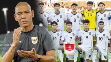 Pelatih Timnas Indonesia U-17, Nova Arianto dan para pemainnya.
