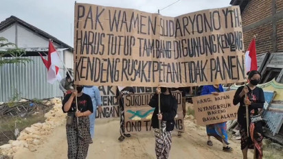 Tuntut Tambang Ilegal Ditutup, Warga Sukolilo Pati Geruduk Penambangan di Pegunungan Kendeng