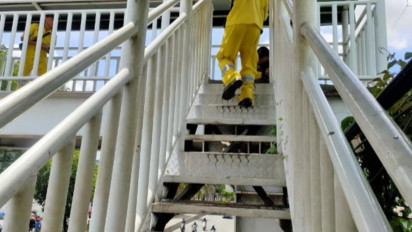 Datangi JPO Grogol Petamburan yang Besi Tangganya Dicuri, Wagub DKI: Daerah Sini Cukup Rawan