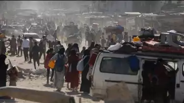 Ilustrasi warga Palestina di Jalur Gaza mengungsi